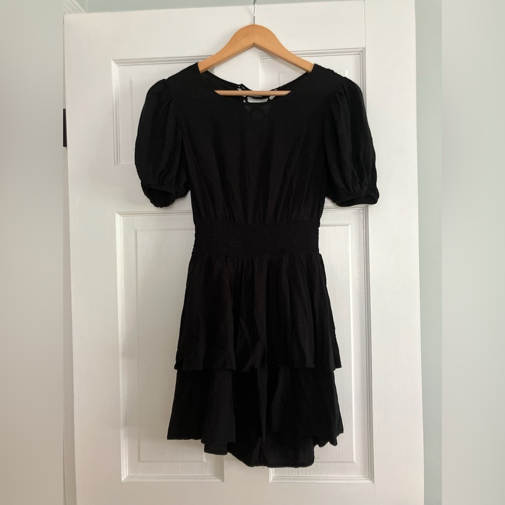 WILD FABLE Chic Black Puff Sleeve Dress SMALL